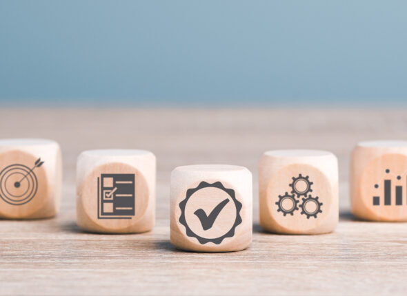wooden blocks arranged on the table The concept of setting the r